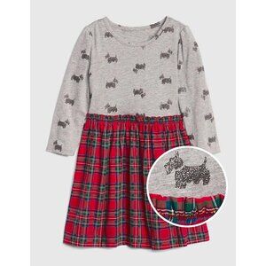 Baby Gap Holiday Dress Glitter Scottie Dog & Plaid